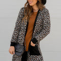 Black Leopard Patched Pocket Open Front Cardigan