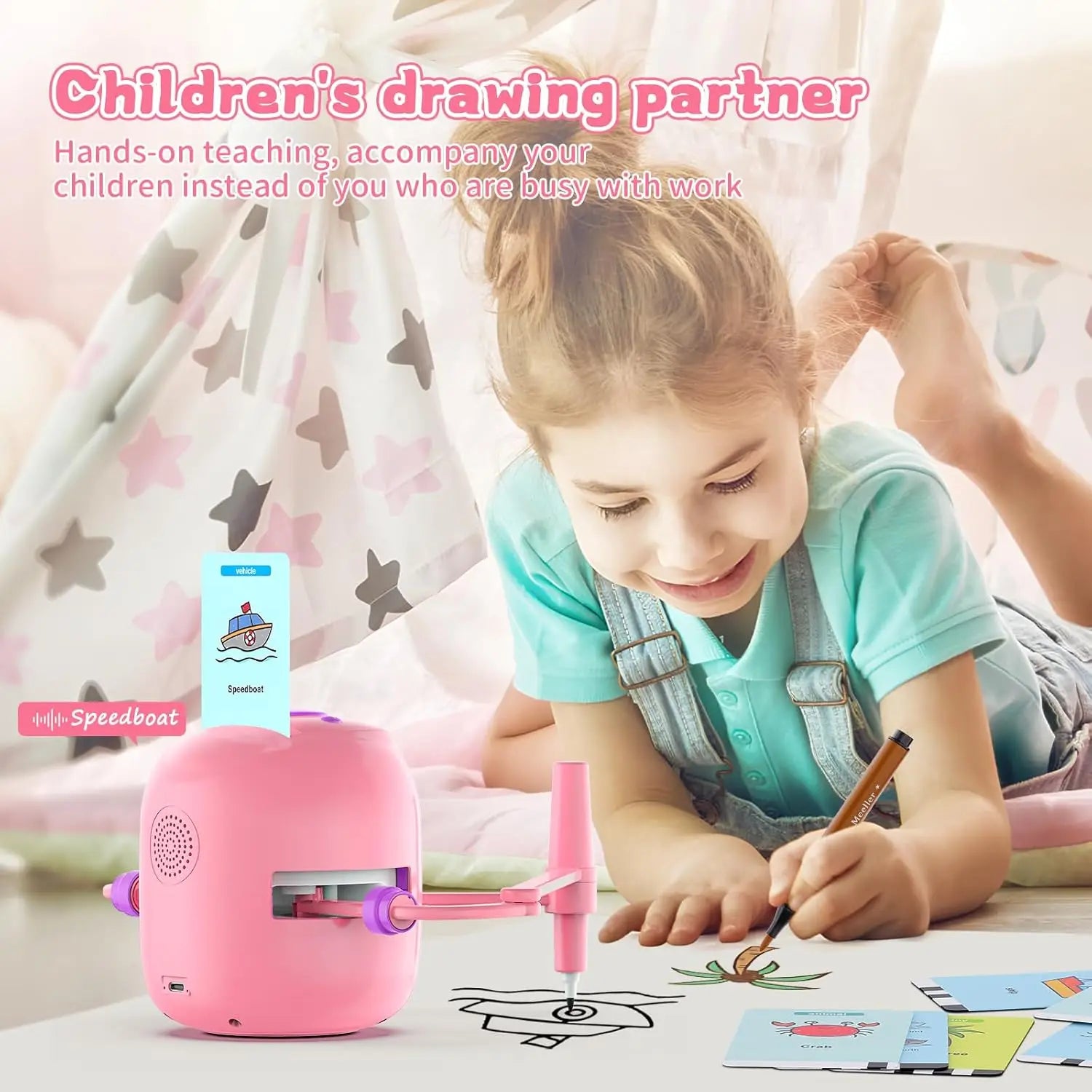 Drawing Robot for Kids Interactive Educational Drawing Robot Voice Interaction Montessori Drawing Learning Toy Children's gifts