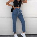 Women's Jeans Flowerbed High Waist Belted Jeans Women