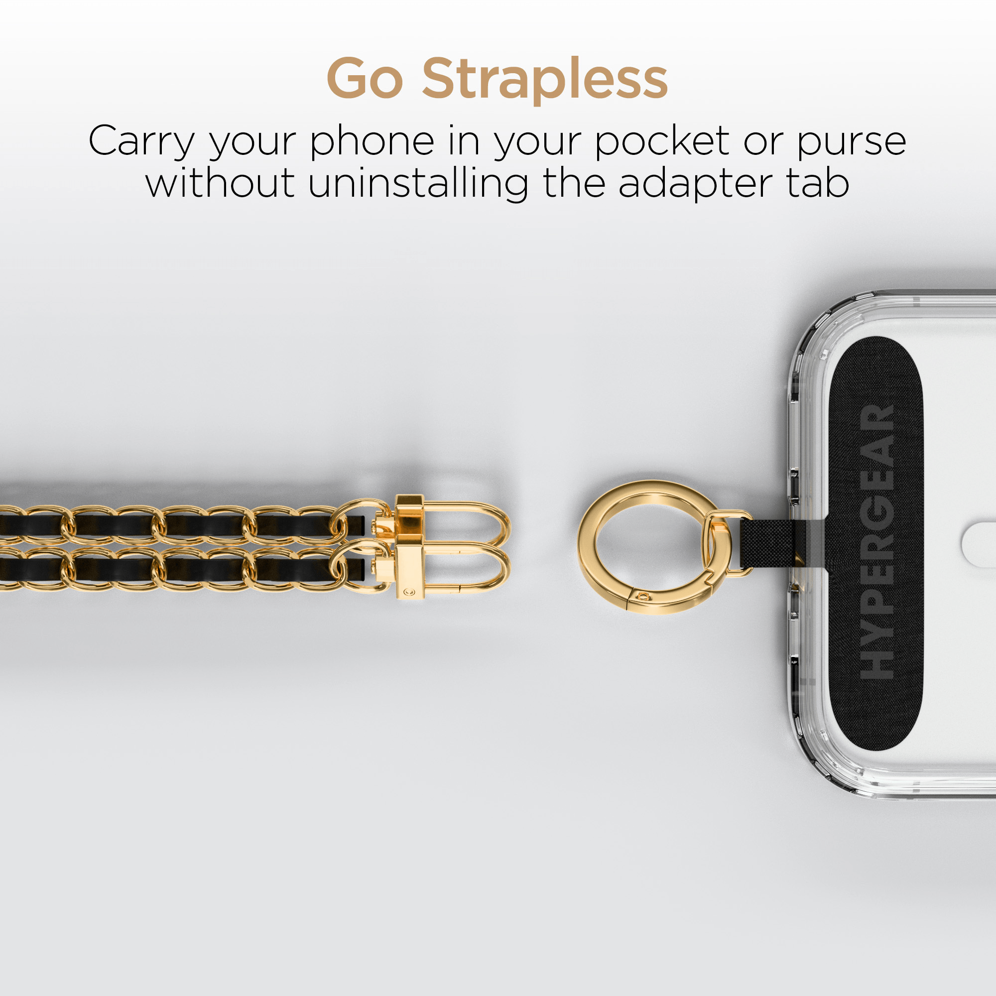 HyperGear TECHcessories Gold Chain with Black Vegan Leather Universal