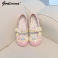 Original New Student Girls Color Block Sweet Cute Lolita Low Heel Single Shoes Women's Casual Kawaii Flat Indoor Shoes