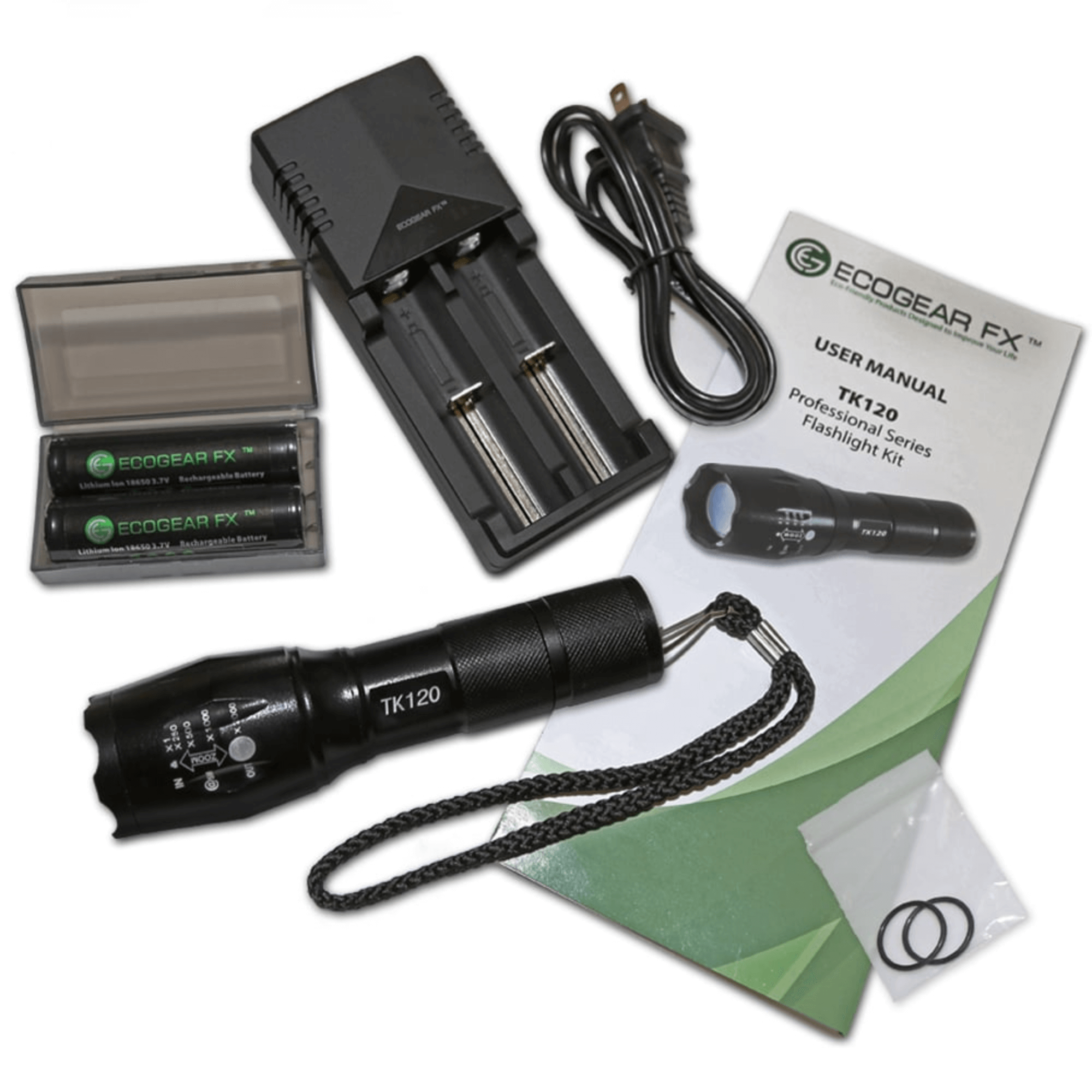EcoGear FX TK120 Professional LED Flashlight Kit with Batteries