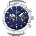 Amber Time Men's Quartz Chronograph Watch Stainless Steel Band 50m
