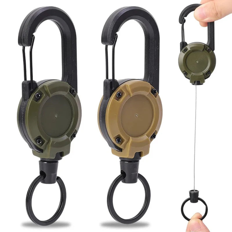 Outdoor Camping Tactics Easy To Pull Buckle Telescopic Buckle Wire Rope Multi-function Key Chain Rebound Anti-loss Rope