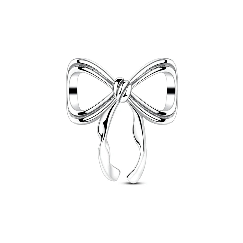 MULA 1PC 925 Sterling Silver Bow Charms Pendant Fit Original 925 Snake Chain Bracelet DIY Fine For Women Jewelry Making Gift