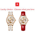 OLEVS Elegant Fashion Women's Watches Lucky Four-Leaf Clover Dial Original Brand Automatic Mechanical Wristwatch Ceramics Strap