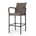 LuneluX_Home – Modern Outdoor Rattan Bar Stool (Brown)