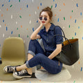 Summer New Short-sleeved Jumpsuit Overall Jeans Clothes Women's