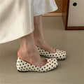 Inside Heightened Four Seasons Single Shoes Women's Square Toe Shallow Mouth Slip-on Soft Sole Comfortable Low Heel Shoes