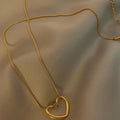 Hollow Heart Pendant Necklace For Women, Simple Clavicle Chain, Stainless Steel, Daily Wear Gift