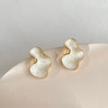 Artistic Abstract White Black Pink Color Cloud Irregular Stud Earring for Women Temperament Ear Jewelry Simple Party Gift