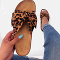 Women Slides 1 Straps Comfy Bow Slide Sandals Leopard