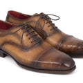 Paul Parkman Men's Genuine Ostrich Captoe Oxfords Camel Color