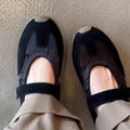 Leather Version 2025 New Style Small Batch Deqin Agan Ballet Magic Tape Sports Thick Bottom Mary Jane Shoes for Women