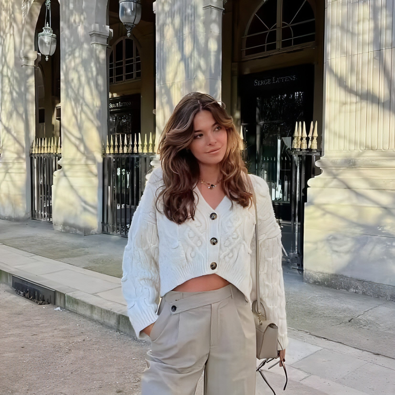 Women's White Knitted Cardigan Sweater Coat