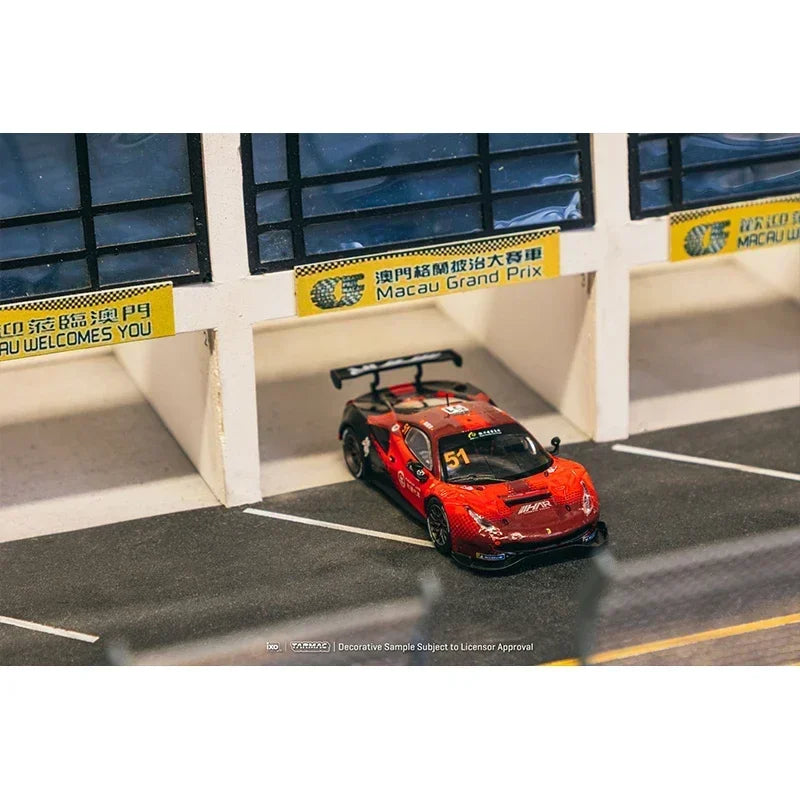 TW 1:64 Ferrari 488 GT3 Macau GT Cup 2022 Harmony Racing Diecast Car Model Collection Toys Tarmac Works