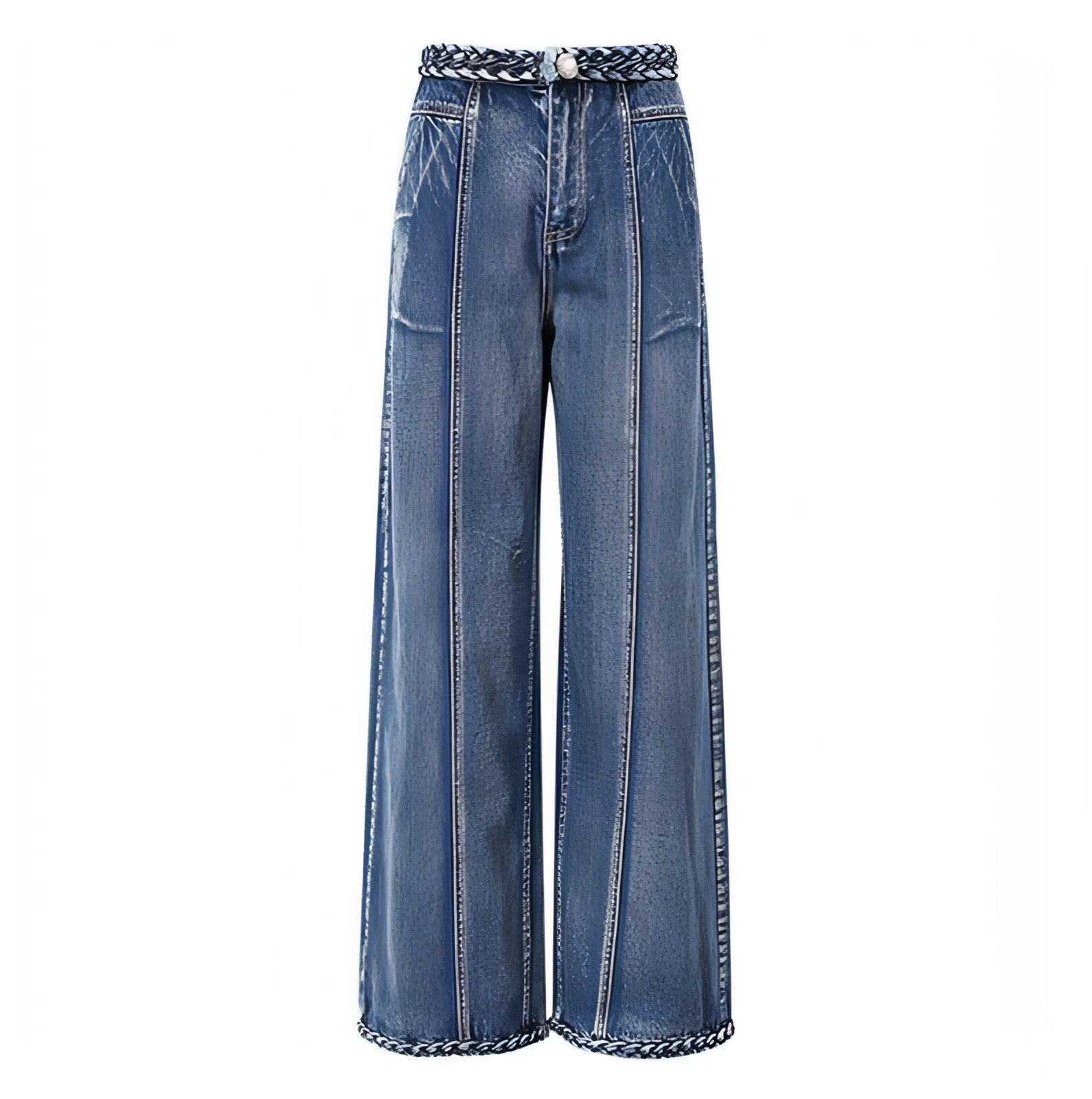 UrbanEase™ Women's Handmade Braided Wide Leg Jeans
