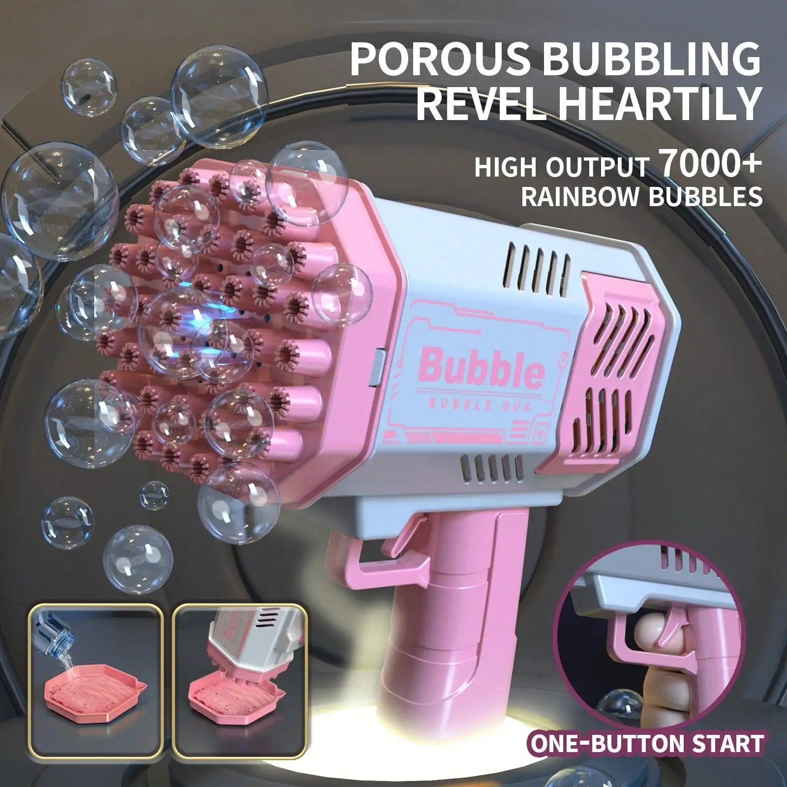 Handheld Automatic Bubble Blower, Electric Bubble Gun Launcher Toy for Kids Outdoor