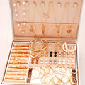 86pcs/Set Elegant Pearl Earrings Multi-Layered Necklace Ear Studs Rings 4-In-1 Jewelry Set For Women Daily Wear Gift (No Box)