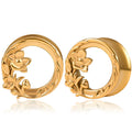 Vankula 2pcs Fashion Stainless Steel Vintage Flower Ear Plugs And Tunnels Ear Screw Gauges Expanders Body Piercing Jewelry
