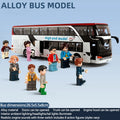 Alloy Bus Model with Lights & Sounds, Openable Doors/Trunk/Engine Hood, Realistic Engine Sounds with 3-Switch,8 Action Figures