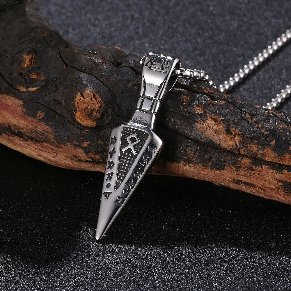 Vintage Nordic Rune Viking Arrow Pendant Necklace Charm Men's Necklace New Fashion Hip Hop Punk Accessories Party Gift Jewelry