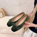 French-style high-end velvet ballet flats for women, spring and autumn,with bow,round toe,flat sole,soft sole, versatile slip-on
