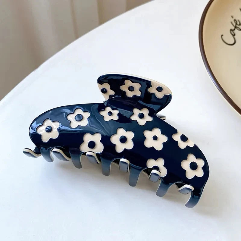 New Original Design High Grade Acetic Acid Hair Clip Fashion 9cm Geometric Flower Shark Clip For Women's Hair Accessories