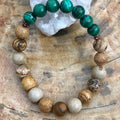 Malachite & Picture Jasper Stretch Bracelet! Genuine Stones!