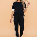 Varsity Stripe Loose Tee & Jogger Pant Set