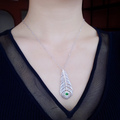 LuxeJewels™ –- 925 Silver Brushed Feather Pendant Necklace