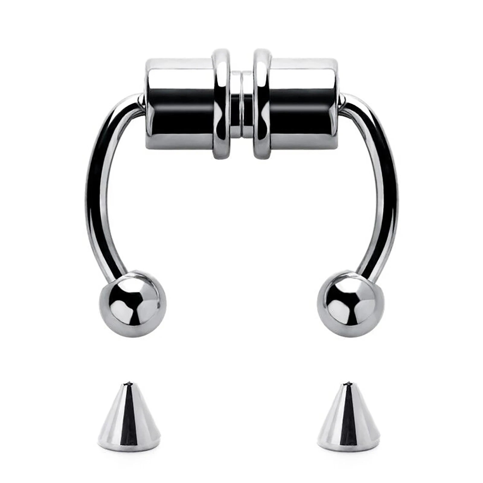Stainless Steel Magnetic Nose Ring - Fake Non-Piercing Horseshoe Hoop, Clip-on Septum Jewelry