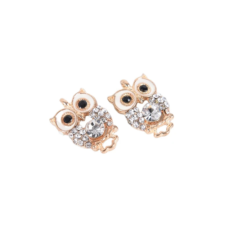 10pcs /set Fashion Charms Gift Enamels Rhinestone Owl Crystal Alloy Pendant DIY Bracelet Necklace Earrings Jewelry Accessories