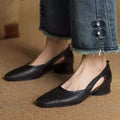 Spring Summer Women's Breathable Square Toe Low Heel Slip On Flats - French Vintage Soft Sole Casual Commuter Office Shoes