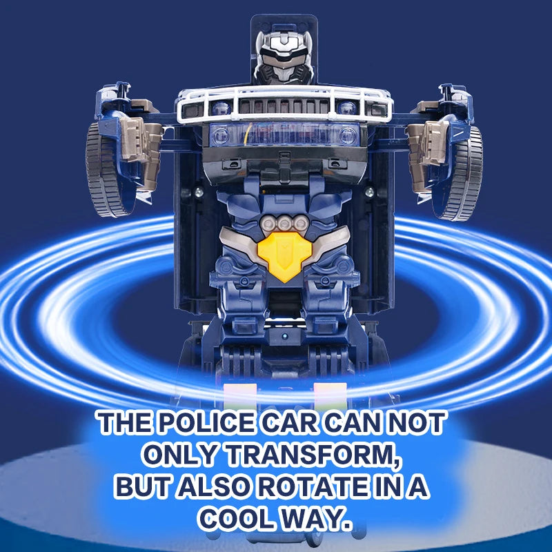 Children's Hummer police car toy, automatic transformation robot with universal movement, lighting and music
