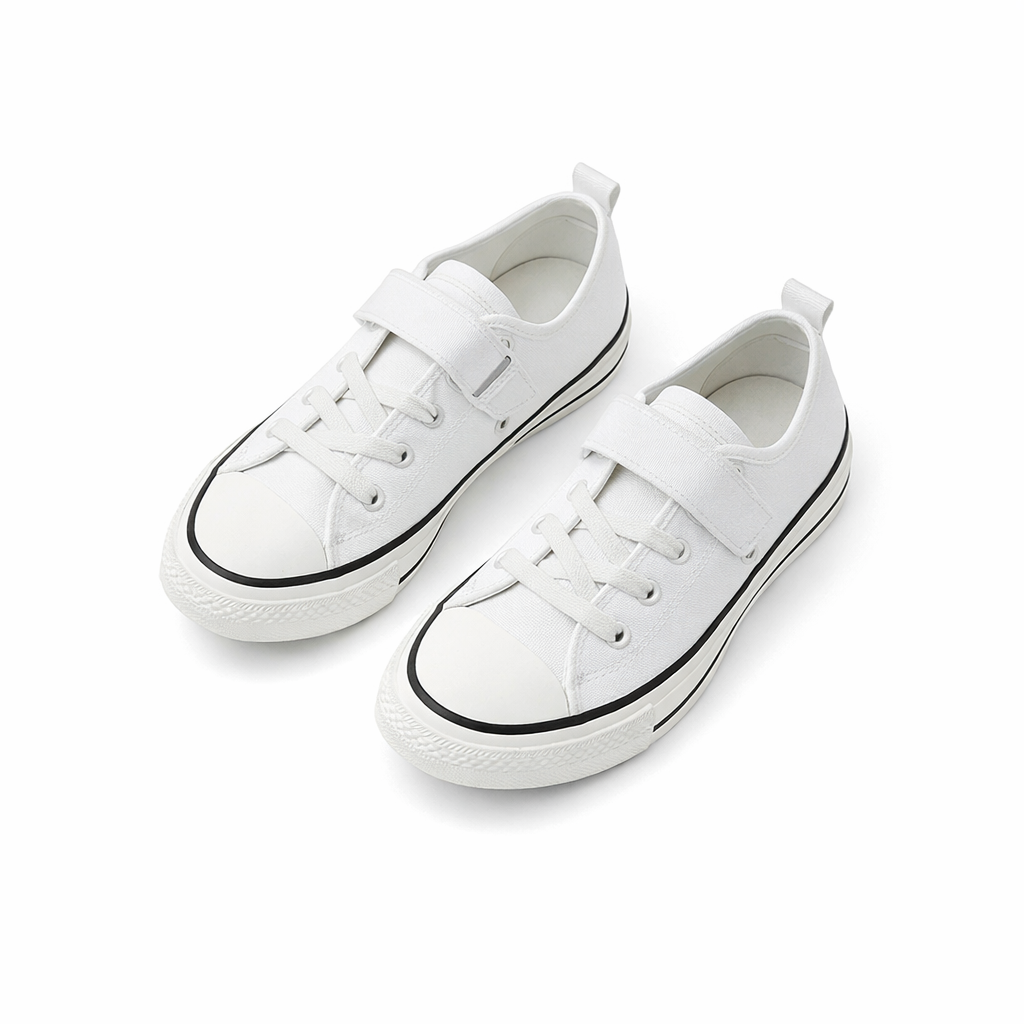 White Velcro Canvas Sneakers