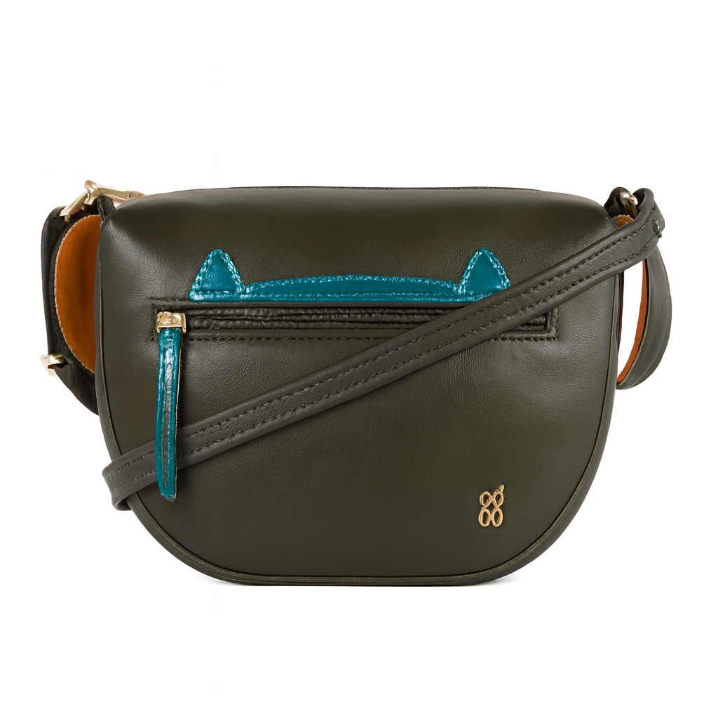 Cat Ear Leather Crossbody Bag – Dark Green