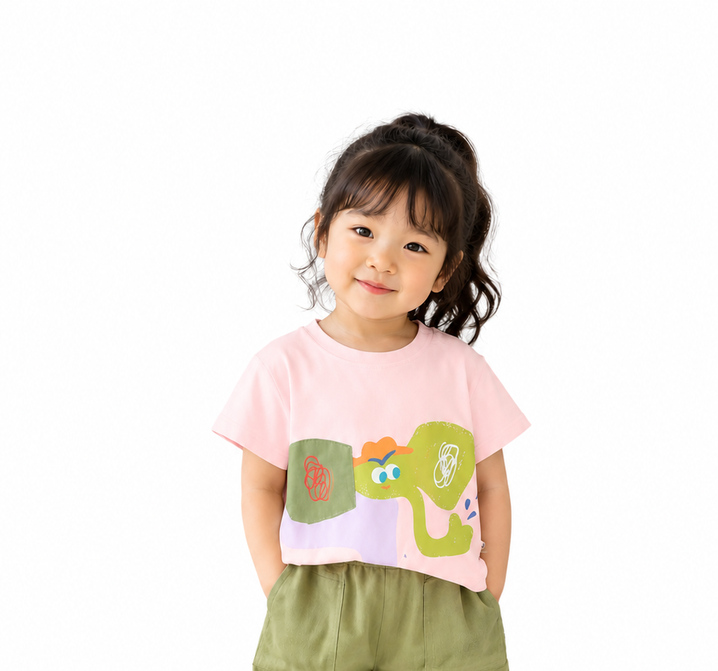 Girls Elephant Print T-Shirt with Cargo Pants