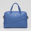 Elegant Blue Leather Handbag with Gold Hardware