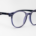 Elegant Transparent Purple Round Glasses with Sleek Black Temples