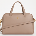 Taupe Structured Handbag with Crossbody Strap