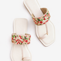 Floral Embroidered Toe Ring Flats