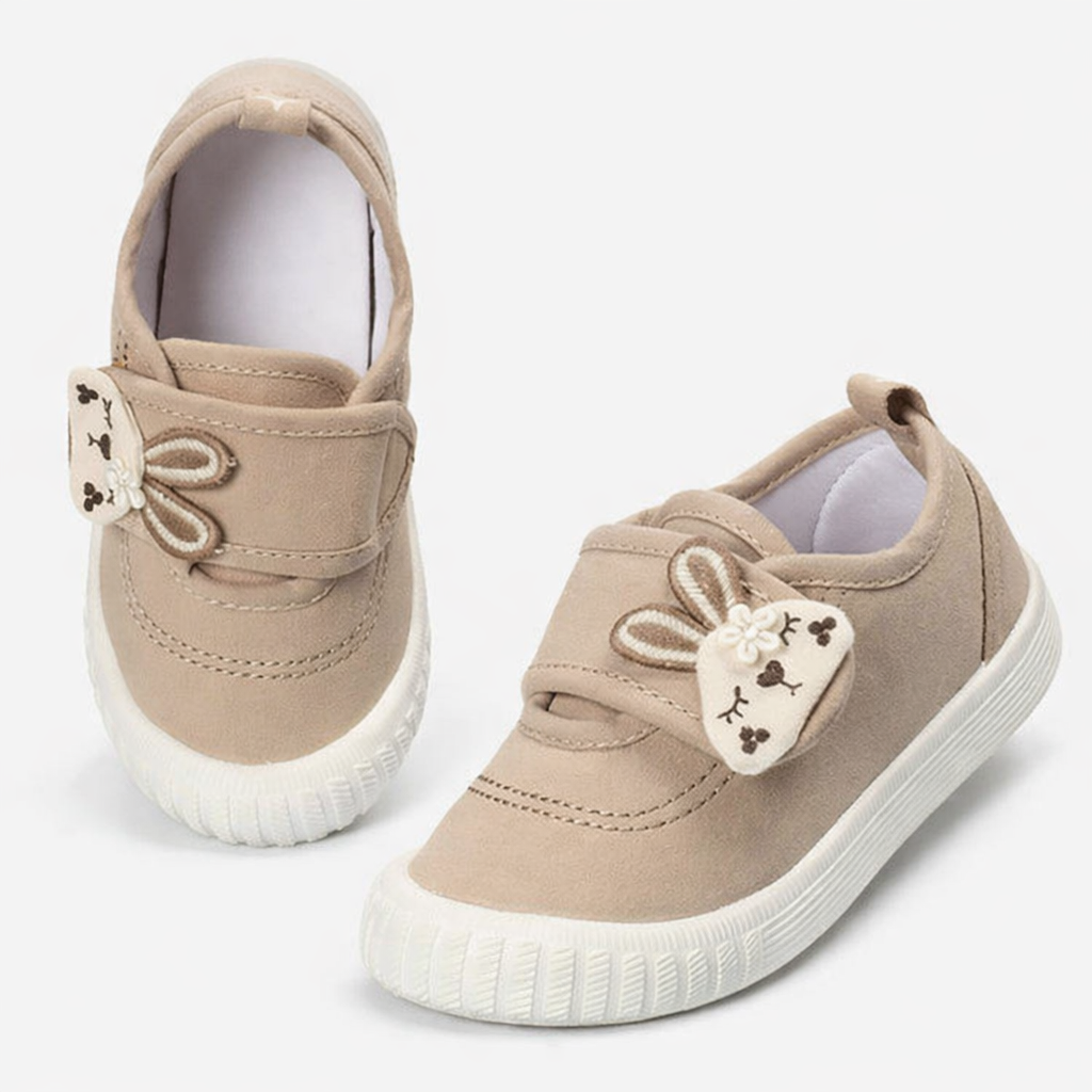 Beige Bunny Strap Kids Casual Shoes