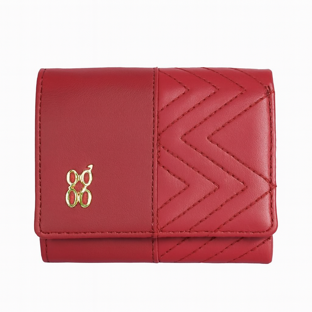 Red Leather Bifold Wallet with Quilted Design