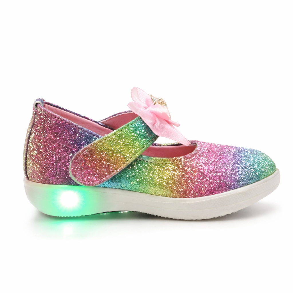 Girls Rainbow Glitter Light-Up Shoes