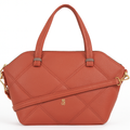 Burnt Orange Textured Leather Handbag with Gold Hardware