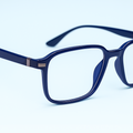 Stylish Navy Blue Square Eyeglasses with Gold Accents