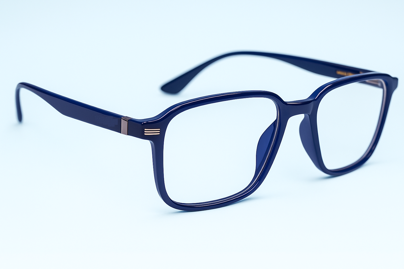 Stylish Navy Blue Square Eyeglasses with Gold Accents
