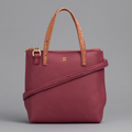 Burgundy Structured Handbag with Gold Hardware