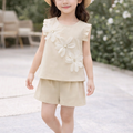 Girls Floral Applique Top & Shorts Set